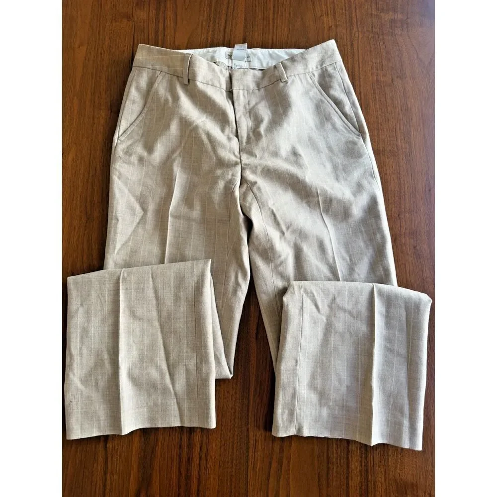 Banana Republic Women's Wool Striped Straight Leg Tan Trousers - Size 2